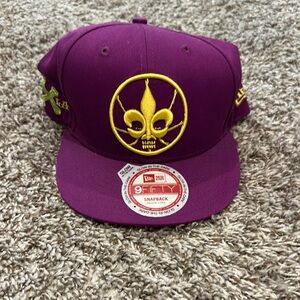 Purple Snapback Cap with Yellow Embroidery